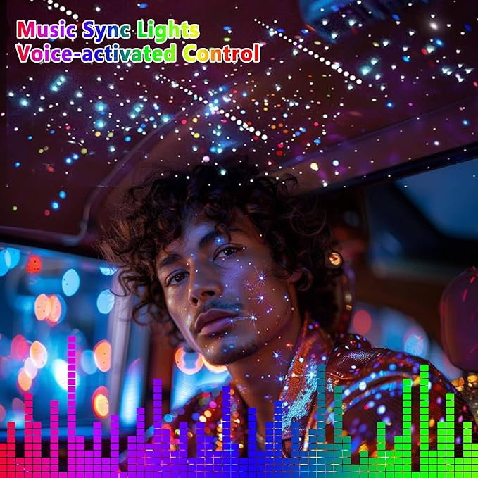 VASTFIRE Starlight Headliner Kit – 1300pcs Twinkle Meteor Fiber Optic Star Lights for Car, Bluetooth APP & Remote Control, RGBW Color Changing, DIY Interior Roof Ceiling Light, Sound Sync LED Kit