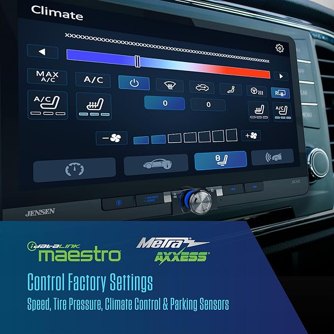 JENSEN J5CA12 11.6-inch Certified Apple CarPlay Android Auto Wired or Wireless | Maestro & Metra Axxess Ready | Single & Double DIN Car Stereo | SiriusXM Ready | Bluetooth | Front & Rear Camera Inputs
