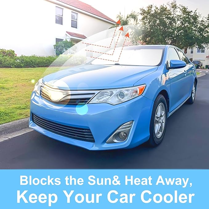 Windshield Sun Shade Custom Fit for 2012 2013 2014 2015 2016 2017 Toyota Camry Accessories Foldable Window Sunshade Sun Blocker Protect Car from Sun Rays & Heat Damage Keeps Car Cooler