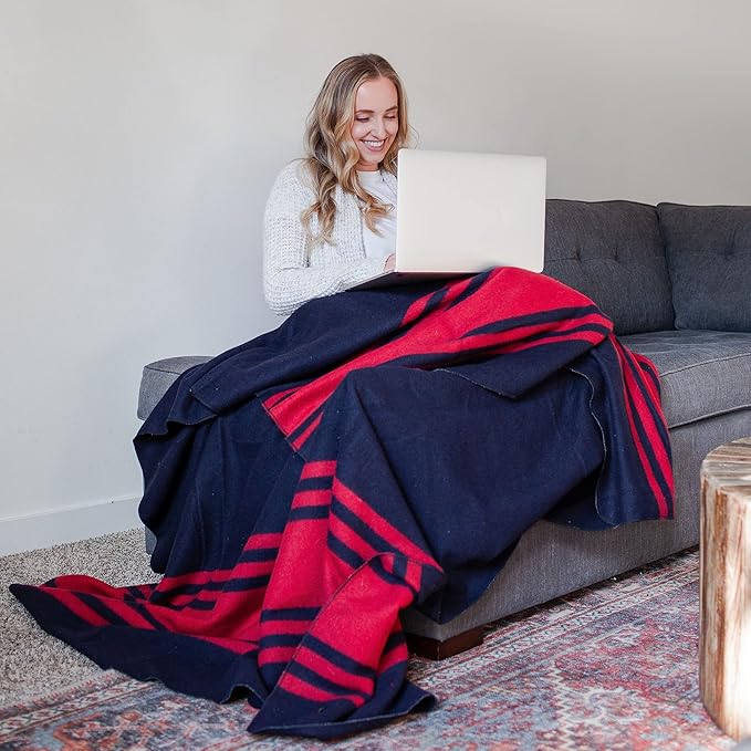 Arcturus Rainier Wool Blanket - Warm, Heavy, Washable, Bed Blanket | Great for Home & Camping (Lava Canyon, King)