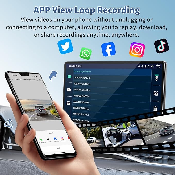 Largest 11.3" Portable Apple Carplay Screen, Wireless Car Play & Android Auto Touch Screen, Car Stereo with App View/4K Dash Cam/Backup Camera/Mirror Link/Voice Control/Music Play/GPS/Bluetooth/FM