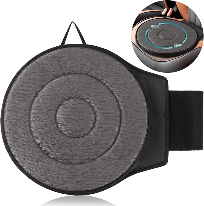 FACULX Rotating Seat for Car 360° Swivel Seat for Car for Elderly Non-Slip Portable Rotating Car Seat Pad for Driving, Chairs, Stool Chair, Ergonomic Design (Gray)