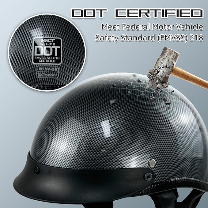 Adult Unisex Black Half Motorcycle Helmet, DOT Approved, for Chopper Moped Scooter Motorbike Electric