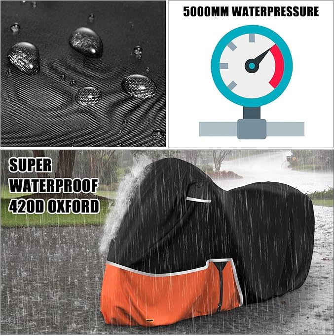 Waterproof Motorcycle Cover Replace for Indian Roadmaster and Pursuit, 420D Oxford Cloth Customized Motorcycle Cover for Snow Rain Dust Protection