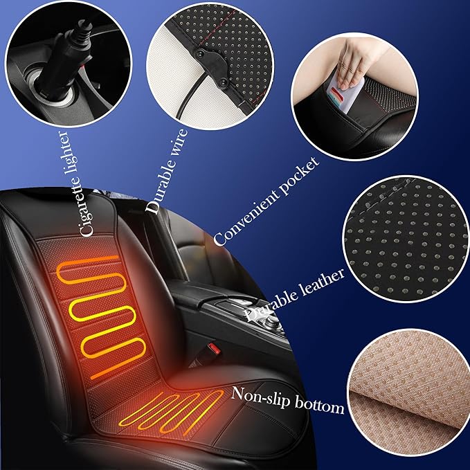 Leather Seat Pad,Universal Seat Cushion, Comfortable Seat Cover with Full Back Support in Winter Office seat Cushion with Non Slip Bottom