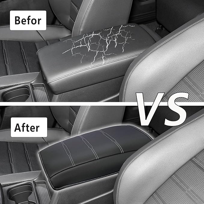 Center Console Pad Armrest Box Cover Compatible with Honda 2025 2024 2023 CRV LX EX EXL Sport Hybrid Sport Touring,Black Leather Protector Accessories for CR-V 2023 2024