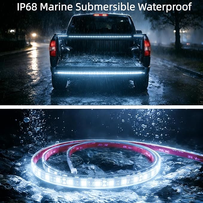 12V Marine Boat LED Light Strip Super Bright, 2 Pack 6.56FT IP68 Fully Waterproof RV Front Cap Lights, Golf Cart Underglow Roof Lights Strip for Truck ATV UTV SUV Car Pickup Trailer, Cuttable, White