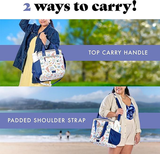 Fit & Fresh, 24-Can Soft Cooler Bag Insulated Leak-Resistant, Portable Soft Cooler, Large Cooler, Soft Sided Cooler Bag, Travel Cooler, Al Fresco