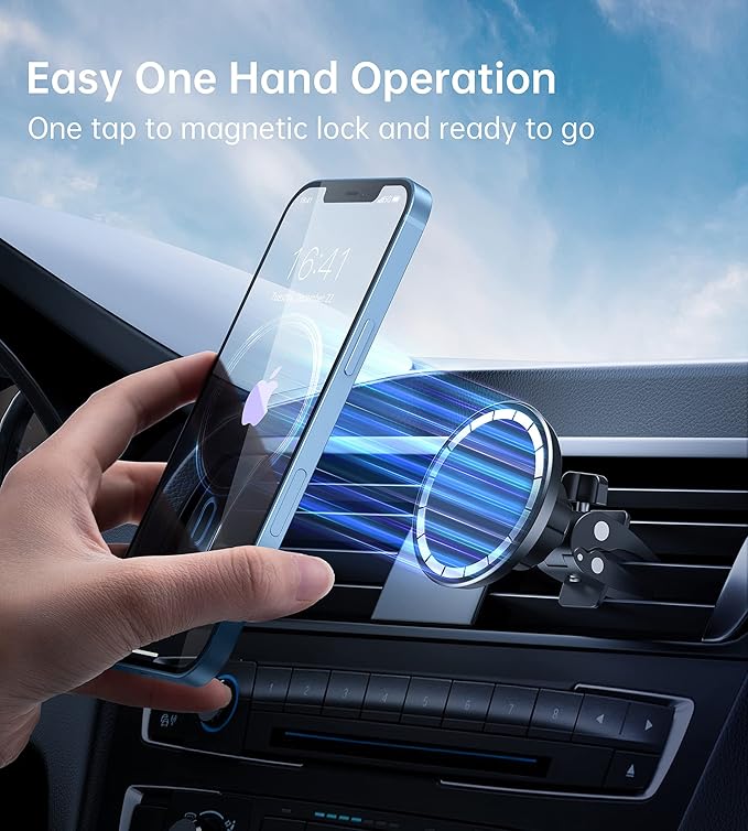 Magnetic Car Mount Phone Holder - Mag Safe Air Vent Phone Mount for Car Compatible with iPhone 15 14 13 12 Pro Max Mini Plus, 360° Adjustable Mag Safe Car Mount Phone Holder for All Phone