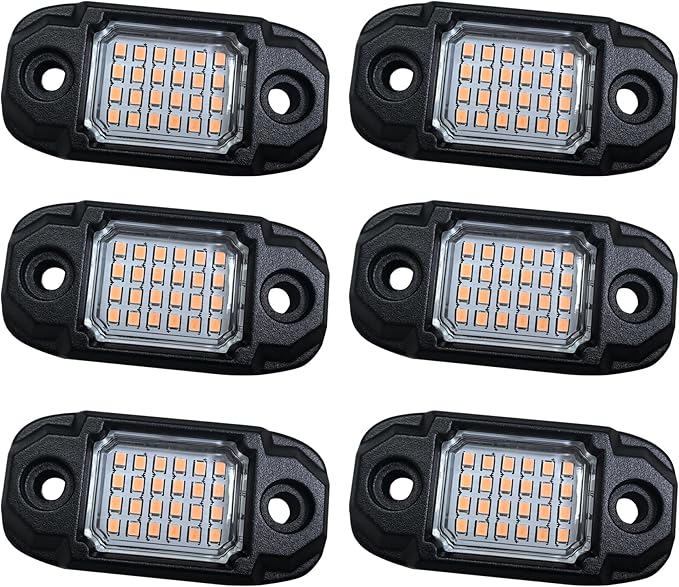6Pods LED Rock Lights Purple 24 LEDs Chips Neon Trail Rig Lamp Underglow Light for Cars Trucks SUV ATV UTV
