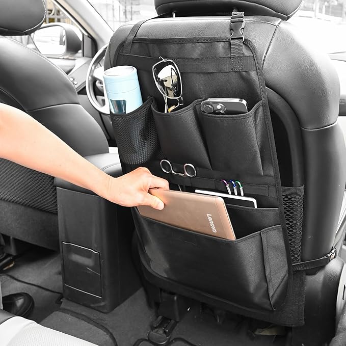Car Seat Back Organizer,Back Seat Pocket,Car Seat Organizer with Multiple Pockets, Automotive Consoles & Organizers Universal Front Seat Organizer Travel Must-have (Black)