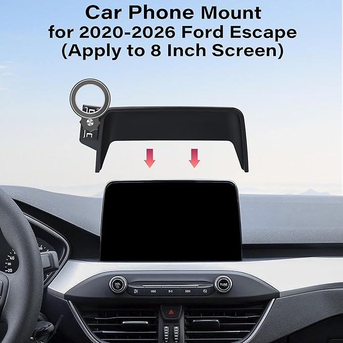 Car Phone Holder for Ford Escape 2020-2025 2026 Accessories Apply to 8 Inch Touch Screen Fixed Clip Magnetic Cell Phone Mount Hands-Free 360 Degree Rotation