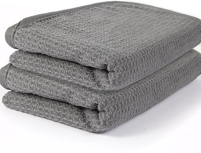 2 Pack Microfiber Car Towels,Car Drying Towel 22Inx32In,Waffle Weave with Reinforced Edges,Super Absorbent & Scratch-Free Cleaning Cloth for Auto Detailing,Home,Glass,Kitchen (Grey)