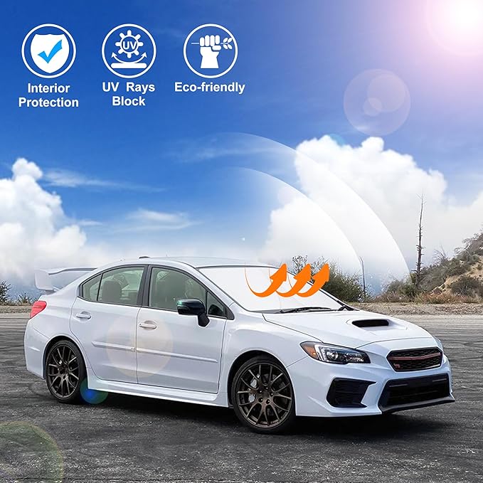 Windshield Sun Shade Custom Fit for 2015-2021 Subaru WRX Accessories Foldable Sunshade Sun Blocker Protect Car from Sun Rays & Heat Damage Keep Car Cooler