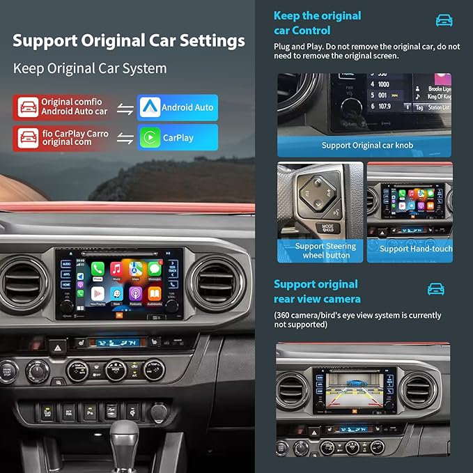 Wireless Carplay/Android Auto Adapter for Toyota with Entune2.0 & Touch2 2014-2019 New Version Retrofit Kit Decoder Fits for Tundra/Highlander/RAV4/Tacoma/Camry/Corolla/Avalon/Prius/CH-R/Sienna/Camry