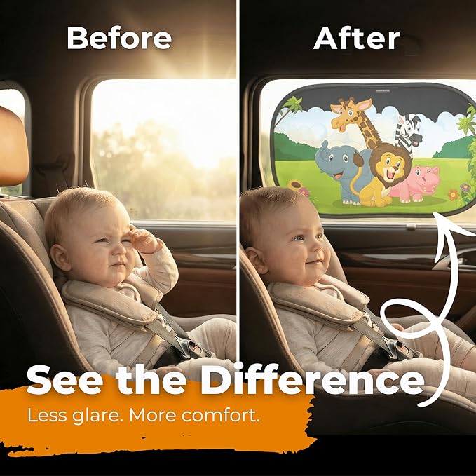 Car Window Shade for Baby with Certified UV-Protection 2 Pack - 20"x12"