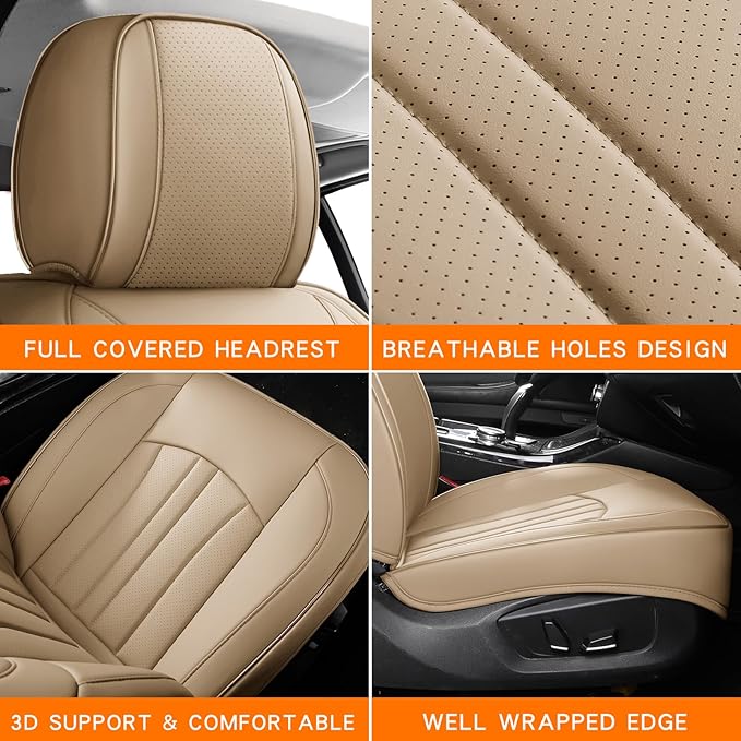 Car Seat Covers,Car Seat Protector Waterproof,Seat Covers Front, Car Seat Protectors,Automotive Seat Covers Fit for Most Cars Beige