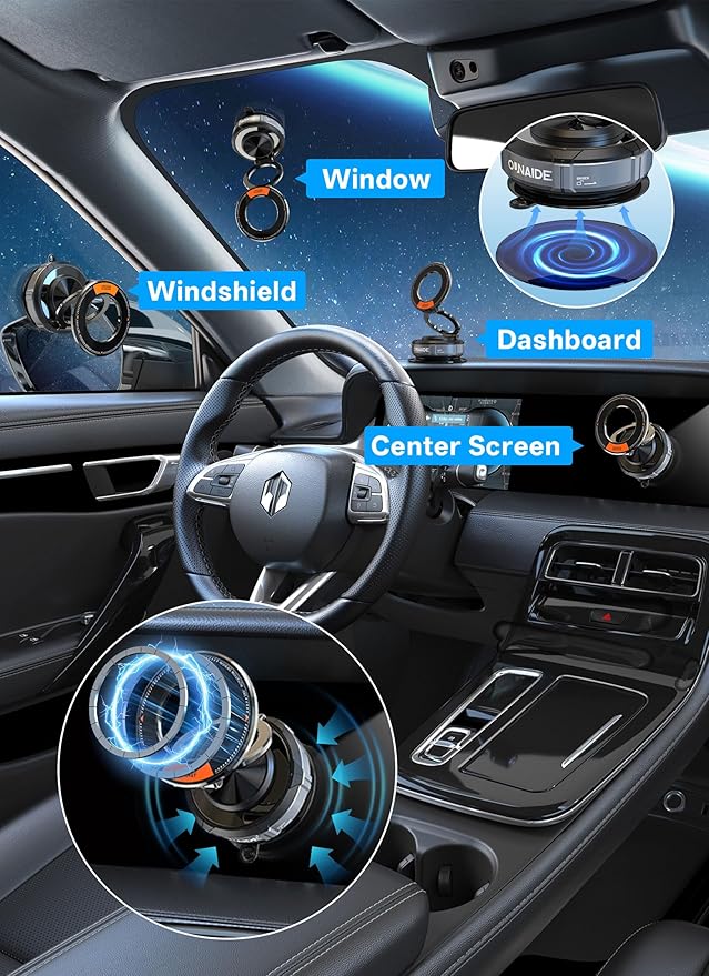 Car Phone Holder for Magsafe Car Mount 360° Adjustable Vacuum Magnetic Phone Holder 98LBS Suction Zinc Alloy Foldable Car Cell Phone Holder iphone Home Travel for iPhone 17 Pro Max 16 Christmas Gifts