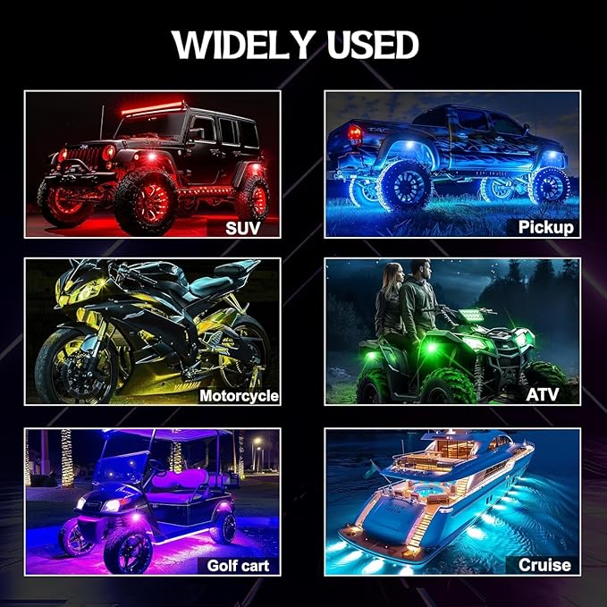 14 Pods RGB LED Rock Lights, Underglow Multicolor Neon Light Kit Wheel Well Light with APP Control & Music Mode, Under Glow Lights for Trucks,Jeep,SUV,Golf Cart,ATV,Pickup Off Road,12 V