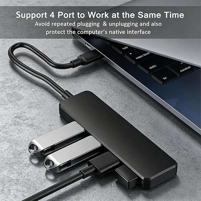 4 Port USB 3.0 Splitter USB Expander for Mouse, Keyboard, Flash Drive, U Disk, Printer, Laptop, Desktop PC, Xbox, PS5 Hub Splitter Portable