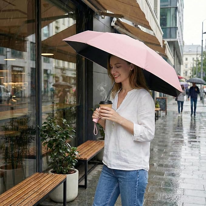 BAODINI Small UV Protection Travel Umbrella Compact for Rain and Sun UPF 50+ Windproof Portable 42 inch Umbrella for Women and Men