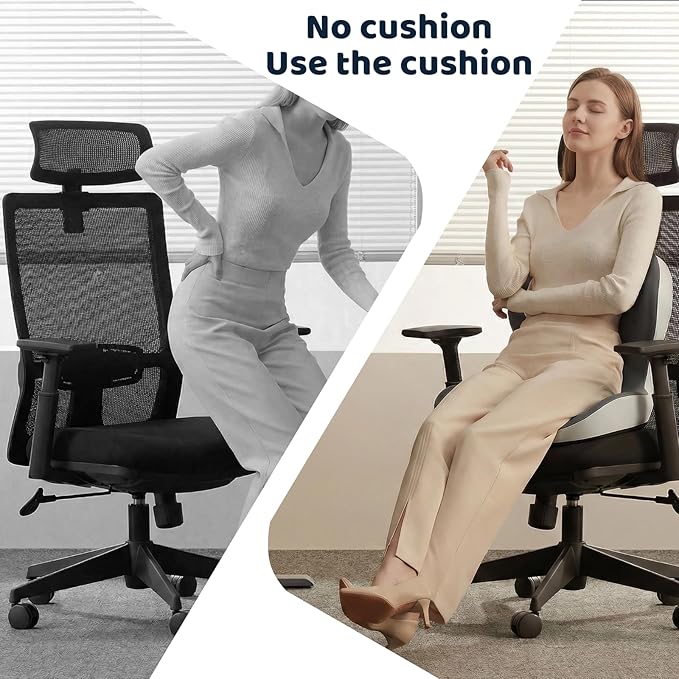 Memory Foma Car Seat Cushion Relief Back Pain, Ergonomic Comfort Tailbone Wheelchair Cushions, Driver Passenger Sciatica Reducing Hemorrhoid Pillow, Coccyx Support Office Chair Cushion 2 Pcs