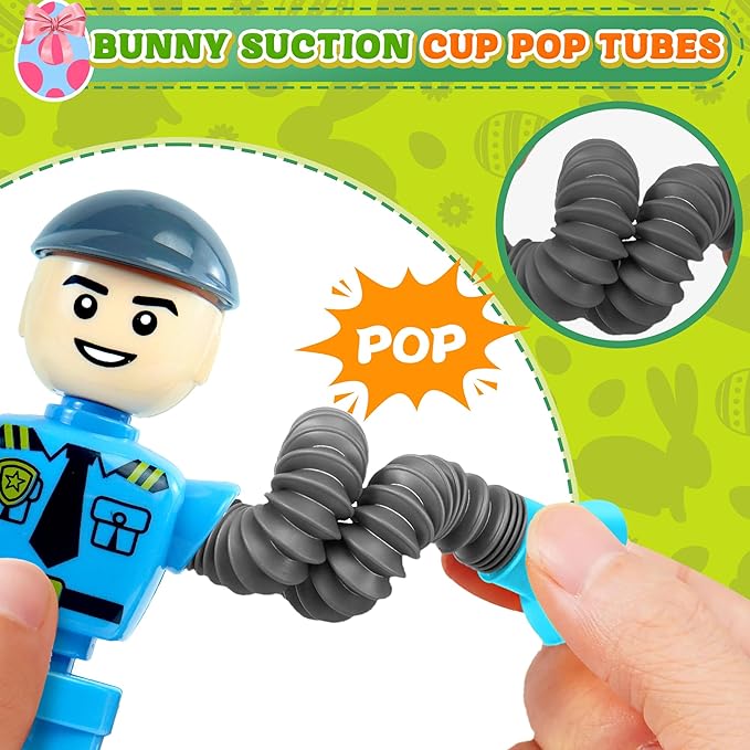 4Pcs Robot Sensory Travel Toys for Boy Toddlers Kids Year Old Ages 3 4 5 6 7 8 9, Airplane Travel Activities Suction Autistic Pop Tube Autism Fidget Toys Easter Basket Stuffer Valentine Gifts