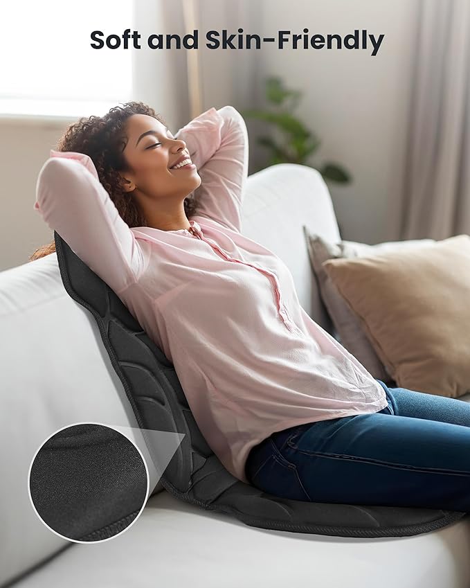 COMFIER Massage Chair Pad, Back Massager with Heat for Back Pain Relief, Chair Massage Mat with 5 Vibration Mode & 8 Massage Motors,Chair Massager for Office Home Recliner,Gifts for Mom Dad