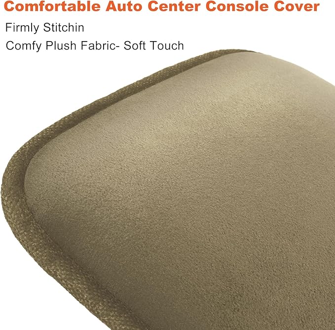 surpassme Car Center Console Pad Protector, Comfortable Car Armrest Seat Box Cover/Cushion Universal for Car/SUV Cushion Accessories(Kahki)