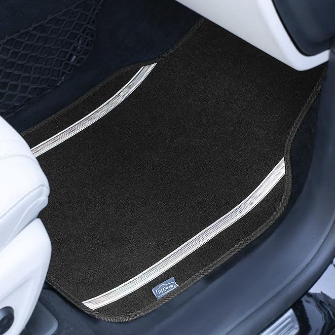 FH Group Universal Fit Car Floor Mats – All-Purpose Carpet Floor Mats & Protectors for Cars, SUVs & Trucks, Durable Automotive Carpet Mats, White & Black