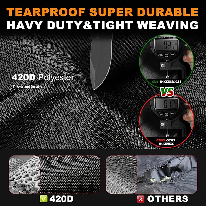 UTV Cover 2 Seater Waterproof Outdoor,Side by Side ATV Covers,Durable Anti-UV All Weather Protection, Compatible with Polaris Ranger RZR Can-am Defender Yamaha Honda Pioneer,115" Lx59 Wx74.8 H