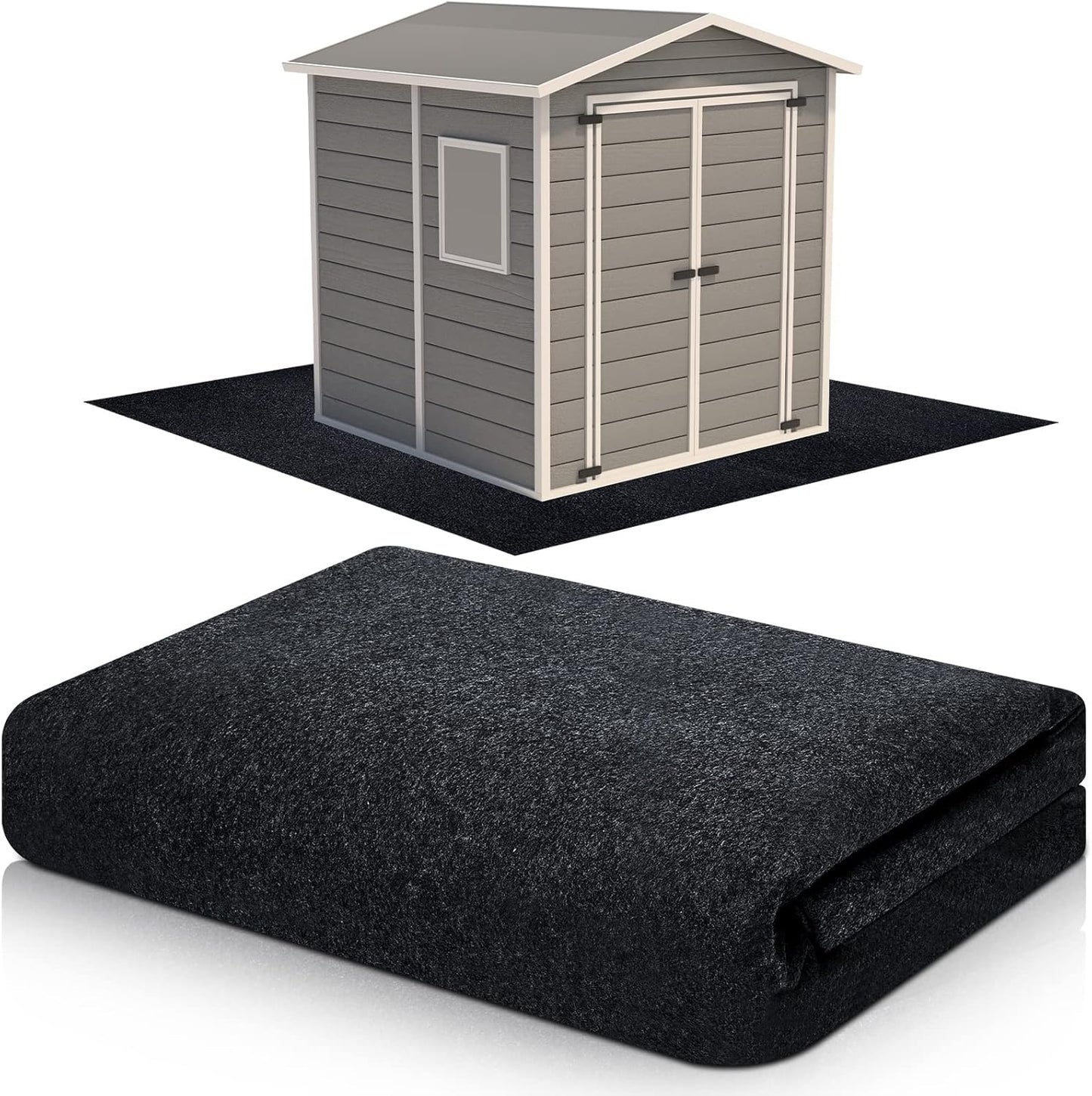 Haull Outdoor Storage Shed Floor Moat Waterproof Outdoor Carport Mat Thickened Soft Patio Furniture Pad Washable with Non Slip Backing, Storage Shed Not Included(8.2 x 8.2 ft)