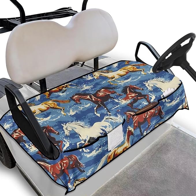 Biyejit Golf Cart Seat Covers with 4 Pockets Golf Cart Seat Towel Blanket Fits 2-Seat Golf Carts, Golf Cart Accessories