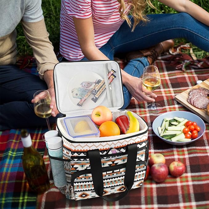 Cooler Bag Insulated Picnic Bag Large Lunch Box Reusable Tote Bag Soft Sided Portable Beach Cooler Grocery Camping