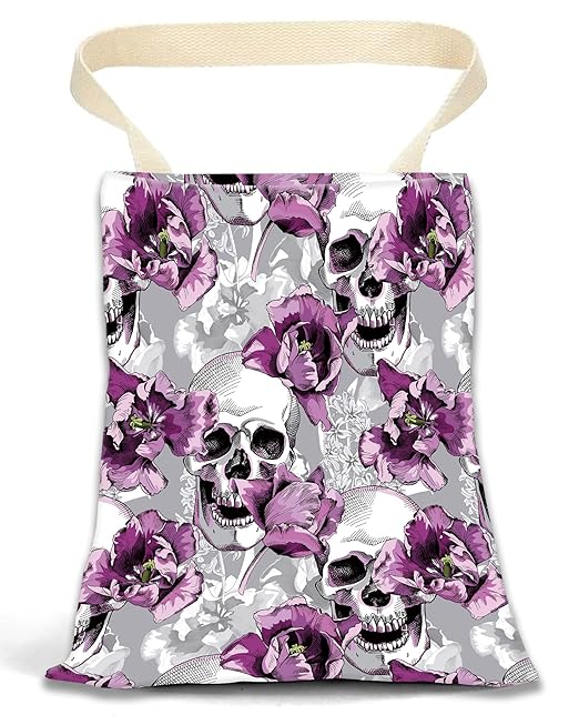 Car Garbage Can, Hanging Car Trash Can for Back Seat Organizer, Cool Skull Flowers