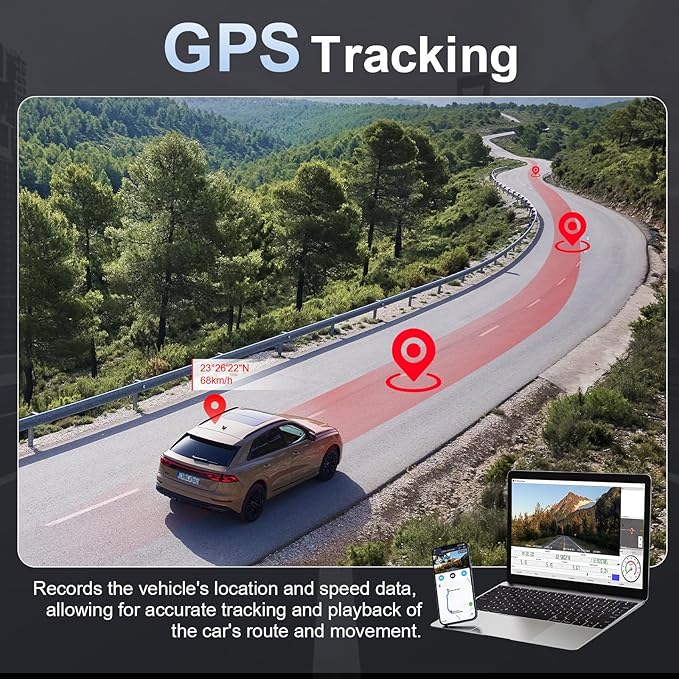 4K 3 Channel Dash Cam Front and Rear - Dash Camera for Cars - 5.8GHz WiFi GPS dashcam with IR Night Vision, 2.5K+1080P*2 Triple Car Camera 3.16" IPS, 32GB Card, G-Sensor, 24H Parking Mode