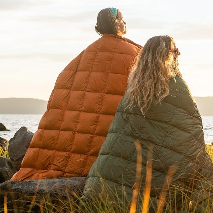 Horizon Hound Puffy Down Camping Blanket - Outdoor Travel Quilt | Sustainable, Insulated, Lightweight & Warm Gear for Sleep, Camping, Stadium, Hiking & Festivals | Water Resistant, Packable & Compact