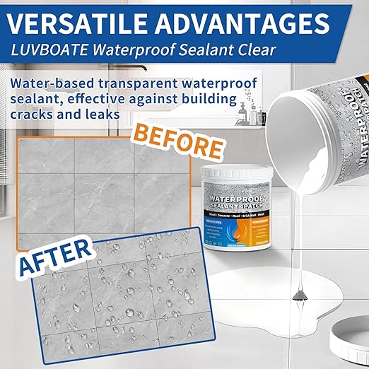 Liquid Waterproof Sealant 70oz Clear, LUVBOATE Transparent Waterproof Coating Water-Based Invisible Repairing Leak Agent Roofs, Walls, Bathroom, Kitchen Indoor & Outdoor