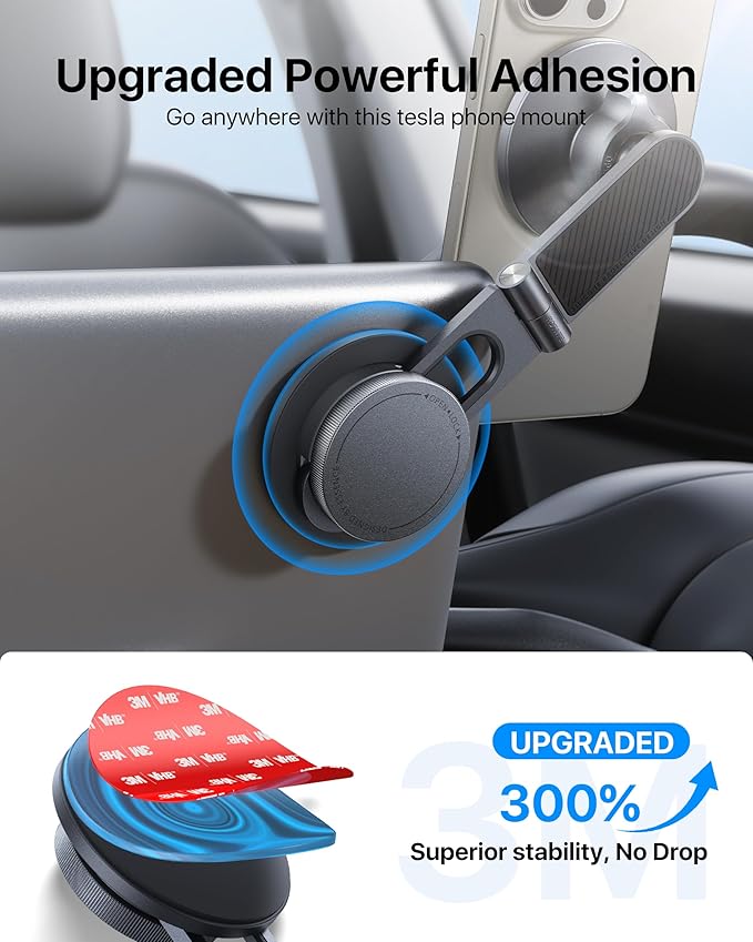 andobil Upgrade Tesla Phone Mount [Strong Magnet & Foldable] MagSafe Car Mount for Tesla New Model Y Juniper Model 3, 360° Adjustable Tesla Phone Holder fits iPhone 17 16 15 Pro Max, Tesla Accessories