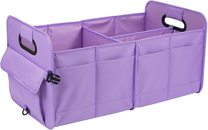 AOKJOY Car Trunk Organizer, Purple, Unisex, Foldable, Non-slip, Adjustable Straps, Multiple Compartments, 600D Oxford Cloth Material