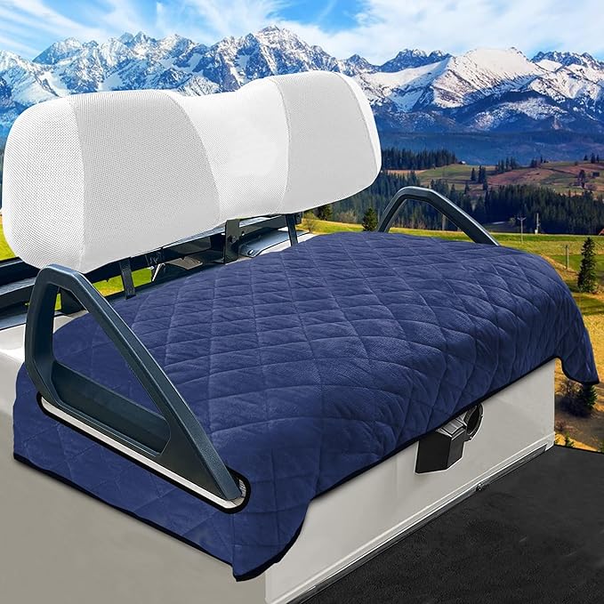 YOKYHOM Golf Cart Seat Covers for 2 & 4 Passenger Carts, Thick Short Plush with Non-Slip Backing, Ultra Soft Seat Towel Blanket, Fits EZGO, Club Car, Yamaha, 51"x30.5", Blue Black