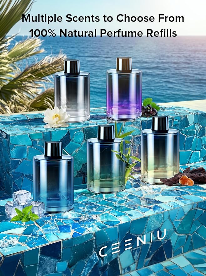 Ceeniu New Smart Car Air Freshener, 135ml Last 6 Months, Auto ON/OFF Car Freshener Long Lasting, Multi-mode Adjustable, Ambiance Light, Natural French Fragrance, CF3 Aroma Diffuser, Mint Ice Scent