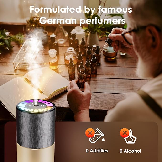Car Air Freshener, Car Fresheners Long Lasting, Auto On/Off, 3 Adjustable Modes for Custom Scent Intensity, 150mL Large Capacity, Diffuser with RGB Music Syncing Light (Cologne)