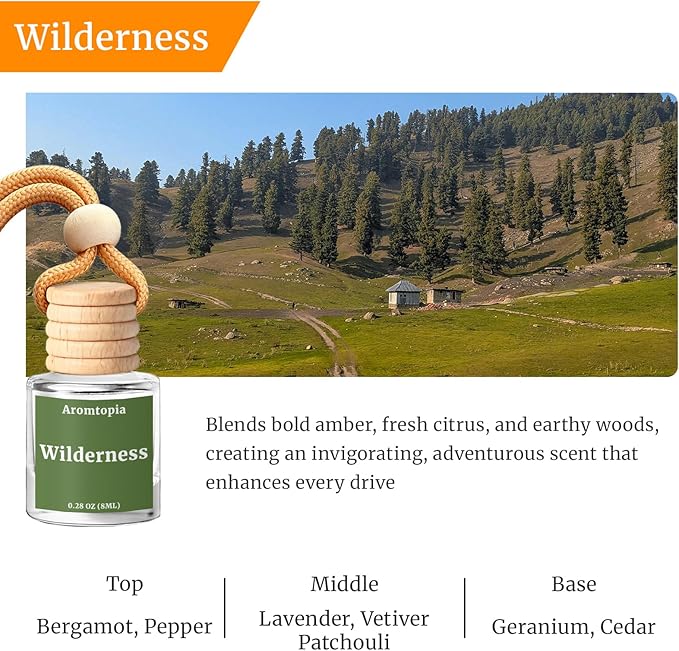 Hanging Car Air Freshener - Aromtopia Woody Scent Car Fragrance Diffusers - Car Odor Eliminator - Long Lasting Scent - Auto Accessories - Wilderness, Pack of 2