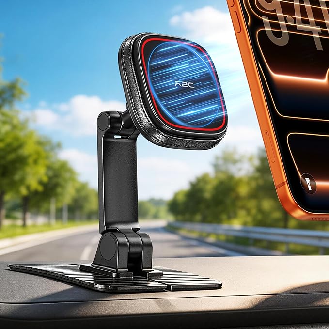 APPS2Car for Magsafe Car Mount, Dual-Axis Adjustable Magnetic Phone Holder for Car with Large 3.15" x 3.15" Adhesive Base, Fit Most Flat & Micro-Curved Dashboard, Compatible for iPhone 12-17 Series