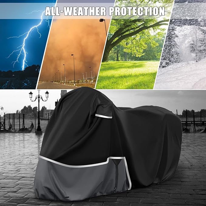 Waterproof Motorcycle Cover Replace for Indian Roadmaster/Pursuit, 420D Oxford Cloth Customized Motorcycle Cover for Snow Rain Dust Protection (Roadmaster)