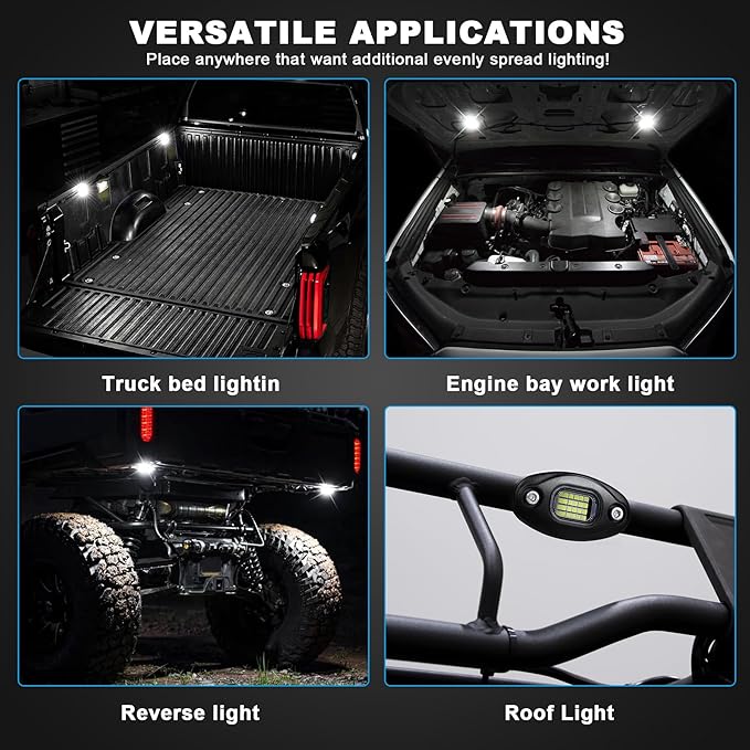 Rock Lights with 15FT Wire Extender, Aluminum Case, 24Chip High Power 6000k Pure White, Waterproof IP68 Underglow Lights for Trucks Jeep UTV ATV(12 PCS)