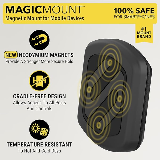 Scosche MXWDL Magnetic Cell Phone Holders for Your Car Dash/Windshield, Suction Cup Phone Holder Car Mount with Extra Strong Magnet, Thick Metal Plate Compatible with iPhone, Samsung and More, 2 Pack
