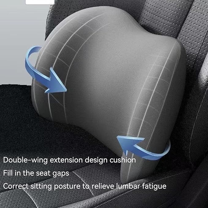 Car Headrest & Lumbar Support Cushion - Ergonomic Car Headrest and Lumbar Support Cushion - Car Lumbar Support Pillow and Car Neck Pillow Kit for Office Chair/Truck/Wheelchair (Black)