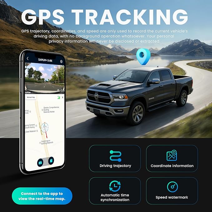 QHI 4K Dash Cam Fit Dodge RAM 1500(2019-2024), Hidden OEM Style, 4K Front & 1080P Rear Camera, 128GB EMMC, 24H Parking Mode, GPS & CPL, for Rebel Big Horn Laramie (S87D Front 4K and Rear 1080P)